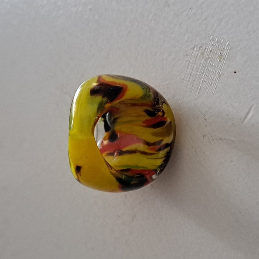 VTG marbled bubble glass ring retro funky colorful artsy Mod jewelry ladies - Picture 4 of 8
